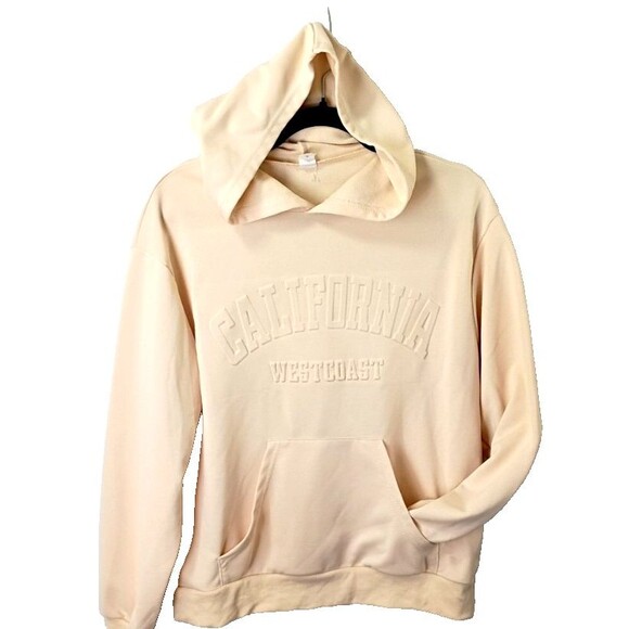 SheIn Other - Hoodie Size Girl's 16 Beige Long Sleeve Kangaroo Pocket Raised California Y2K